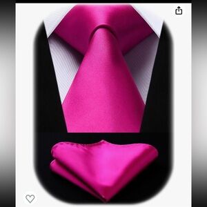 New Elegent hot pink Men’s 4 piece set Tie, Pocket square, belt & socks